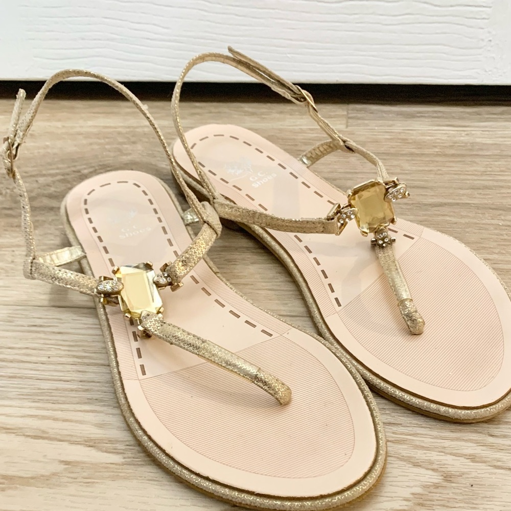 Amber Rhinestone T Strap Sandals Beachy Bride Wedding - 8